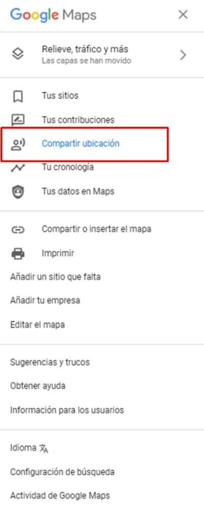 compartir ubicación en Google Maps