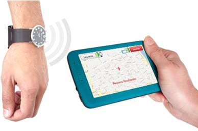 Reloj localizador GPS que se combina con un receptor